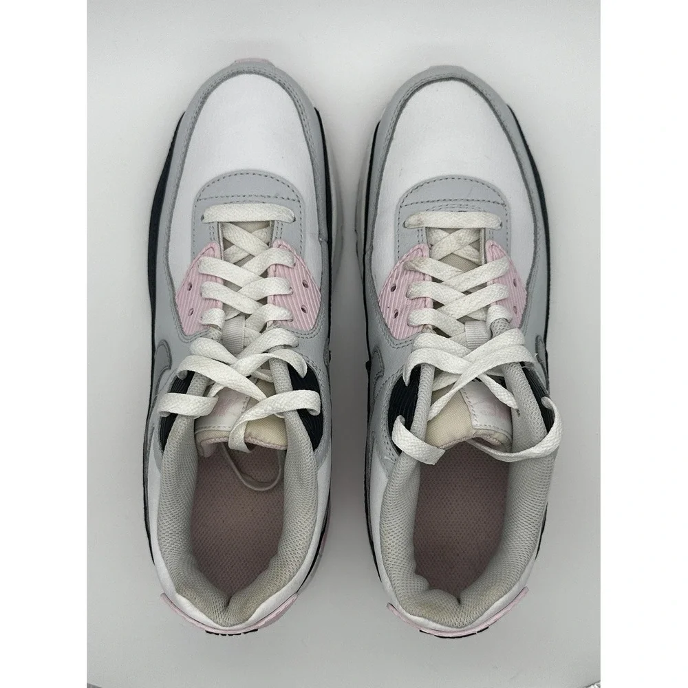 Nike Air Max 90 Shoes Girls Size 7Y White Pink Navy Sneakers HF6358-104